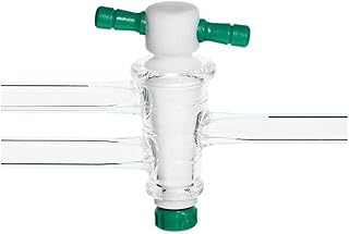 Chemglass CG-446-04 Series CG-446 Double Oblique Bore PTFE Plug Stopcock, 4 mm Bore, 14.4/44 Plug Size, 10 mm OD Sidearms