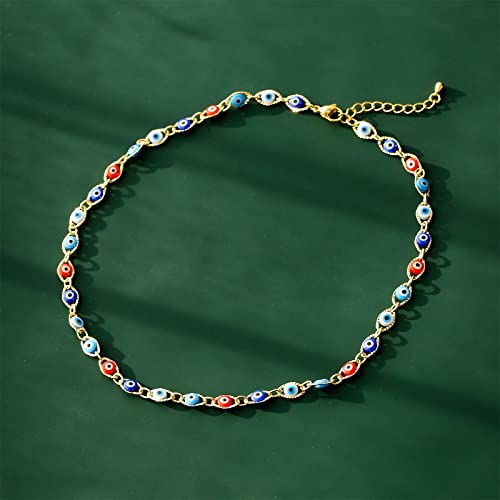 Cmoonry Evil Eye Choker Necklace For Women 15.7”+2” Long 18K Gold Plated Evil Eye Protection Jewelry Unisex #TOP2