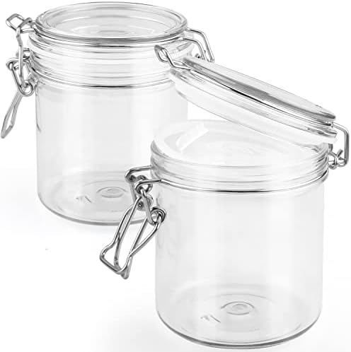2 Pack 500ml/17oz Plastic Storage Jars Clear Wide Mouth Canning Jar Empty Sealed Bottle Container with Airtight Lid for Food Storage Liquid Powder Herbs Coffee Sugar Nuts Cosmetic