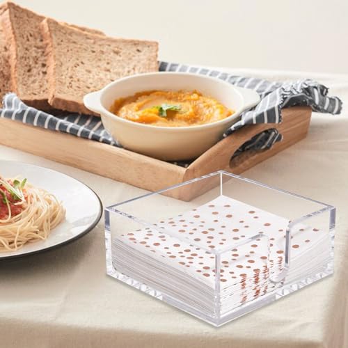 Rubtlamp 2 Pack Napkin Holder, Clear Acrylic Napkin Holder, 5.5x5.5x2.6 Inch Square Cocktail napkin holder, Plastic Napkins holder Great for Table Bathroom,Kitchen, Dinners for Mothers Day by Rubtlamp - Image 4