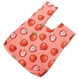 TOVINANNA Handtasche Damen Baumwoll leinen Knotentasche mit Erdbeer muster Vielseitige Atmungsaktive Wrist Bag für Alltag Komfortabel für Handgelenkgrößen Modische Umhängetasche