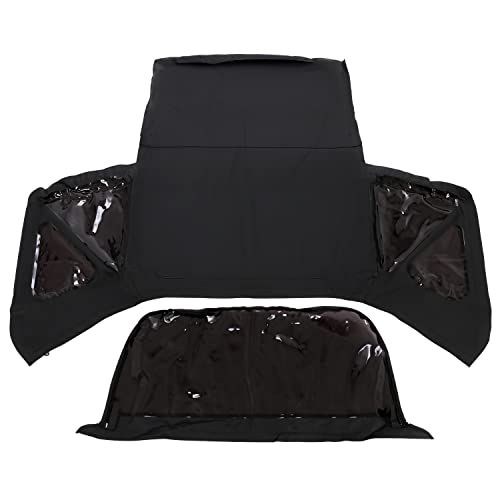 KUAFU Soft Top Compatible with 2018-2024 Jeep Wrangler JL 2-Door Zip Out Tinted Plastic Windows Black Sailcloth Vinyl Soft Roof w/o Upper Door Skins