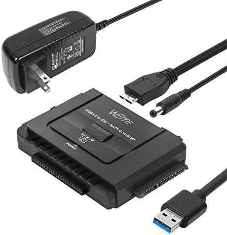 WEme USB 3.0 to SATA IDE Adapter with Universal 2.5" 3.5" Hard Drive Disk Converter for HDD SSD and IDE HDD, Support 12TB and One-Touch Backup, Include 12V 2A Power Adapter and USB 3.0 Cable for Laptop