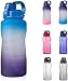 QAZW Bouteille d'eau de 64 Oz avec Marqueur de Temps/Paille - 2000 ML sans BPA Grande Bouteille d'eau de Sport Motivante étanche Tritan Givré Grande Cruche d'eau de Bureau en Plastique,D-64oz/2L