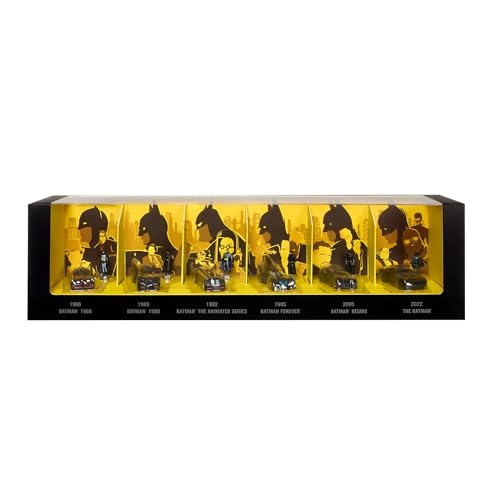 Hot Wheels 85th Anniversary Batman Batmobile Collection SDCC 2024 Exclusive: 6 Iconic Versions, Acrylic Display Case, Mini Batman Figures