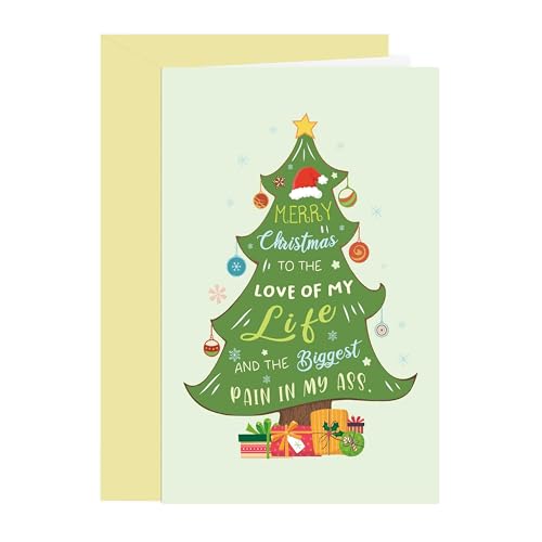 BKOQF Funny Christmas Card for Boyfriend, Girlfriend, Husband, Wife, Sarcastic Xmas Gift Idea for Pain in Ass