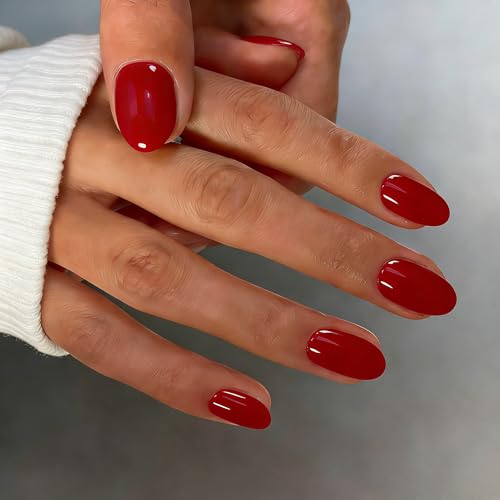 KXAMELIE Oval Press on Nails Short, 32 Pcs 16 Sizes