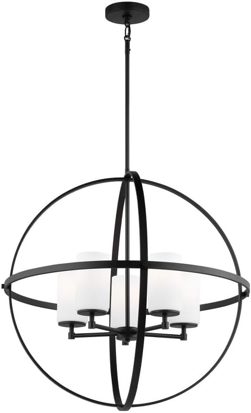 Generation Lighting 3124675-112 5-Light Alturas Contemporary Chandelier Midnight Black 3124675-112 | Modern Ceiling Light Fixture for Room Decor| Chandelier for Dining Room, Living Room, or Foyer