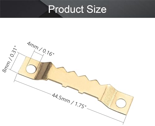 Image of MroMax 30PCS Sawtooth Picture Hangers Iron Picture Hangers 1.85 inch x 0.31 inch Double Hole Picture Frames Hangers for Hanging Clock Paintings Artwork Picture Frame Hook Photos Gold