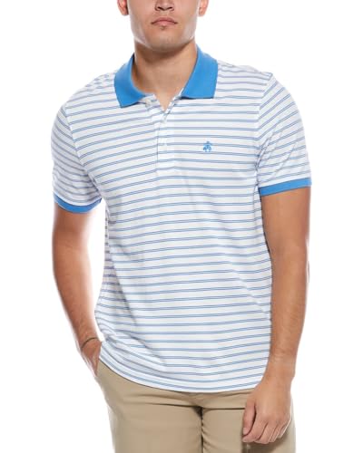 Brooks Brothers Mens Slim Fit Mesh Pique Contrast Collar Striped Polo Shirt,2