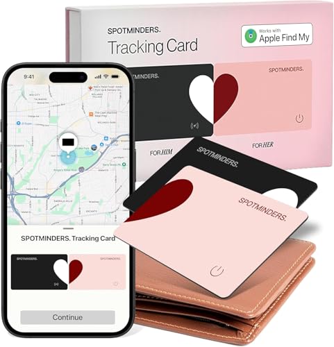 Image of SPOTMINDERS Apple MFi Certified Wallet Tracker 2-Pack Black & Pink (iOS Only) Travel Pack for Couples 0.07in Works with Apple Find My Rechargeable Tracking Card Slim Item Finder for Luggage, Passport