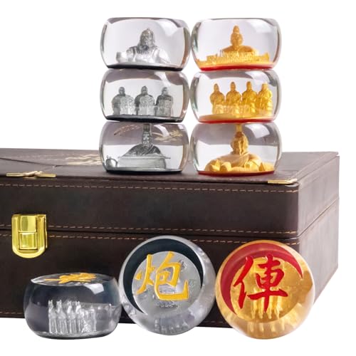 aqfkl チャイニーズチェスセット、チェス駒 2.15インチ、チェスボード折りたたみ、クリスタルチェスゲームL (Xiang qi)、ストーリータイムチェス、大人向けの中国ゲーム、中国のチェスギフト