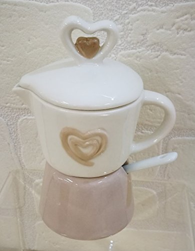 Zuccheriera a forma di caffettiera con cuore in