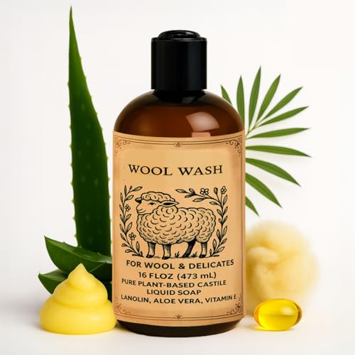 Wool Shampoo with Lanolin and Aloe Vera – Gentle Wool & Cashmere Wash – Hand & Machine Safe, 16 fl oz