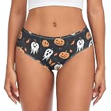 Oarencol Halloween Pumpkin Ghost Panties for Women Women Underwear Classic Soft Stretch Bikini Panties Womens Cheeky M