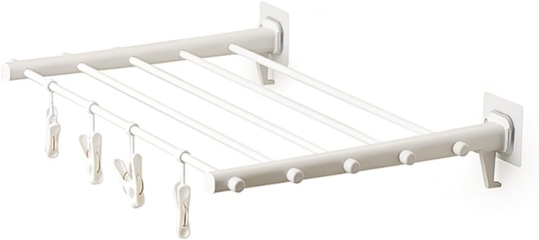 Wall Mounted Folding Clothes Drying Rack, Retractable Hidden Laundry