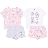 2X Pijama de Manga Corta Rosa y Blanco para niñas Dumbo, Bambi, La Dama y el vagabundo, Oeko-Tex...