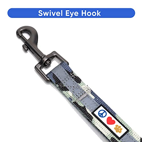Pawtitas Short Reflective Dog Leash With Padded Handle For Heavy Duty Training Medium Large And Extra Large Dogs | Nylon Dog Lead With Webbing Highly Reflective Stripe - Camouflage Grey Leash #TOP4