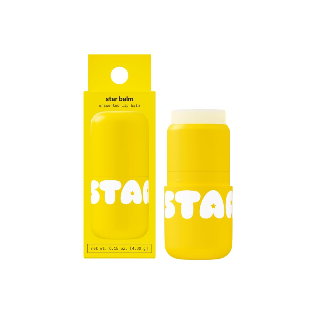 Starface Star Balm Unscented, Hydrating Lip Moisturizer with Shea Butter, Cocoa Butter, and Coconut Oil, Fragrance Free, (0.15 oz)