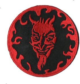 Berg Artist Novelty Patch - 2.5" Lucifer Devil Inverted Sun Flames Applique