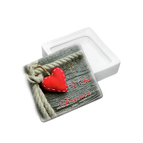 CreaTu Caja de porcelana cuadrada – nudo de corazones – personalizada, fabricada en Italia