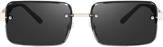 DEXENT Rimless Rectangular Metal Frame Sunglasses for Men and Women Price In India