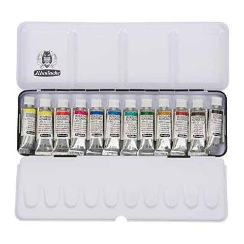Schmincke - HORADAM® AQUARELL colour box, basic assortment, 12 x 5 ml tubes, 74112097, metal box, painting set, finest premium watercolours Cover
