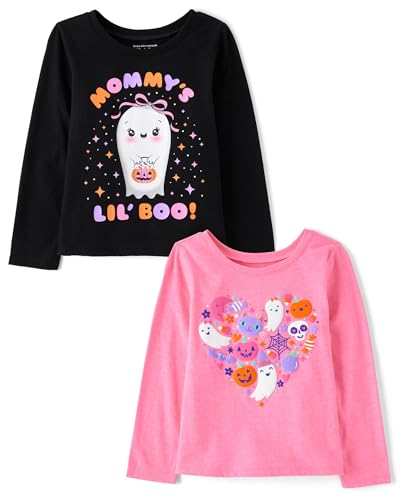 Image of The Children's Place Baby and Toddler All Holidays,Birthdays Long Sleeve Graphic T-Shirts,2 Pack