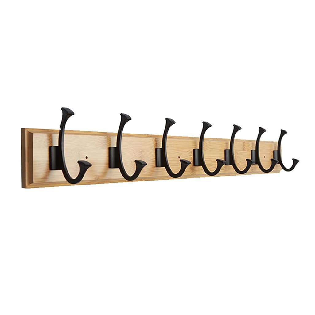 Zhouxiao Wood Solid Coat Rack Wall Mount, Coat Hooks Hanger Wall Mounted 7Hook