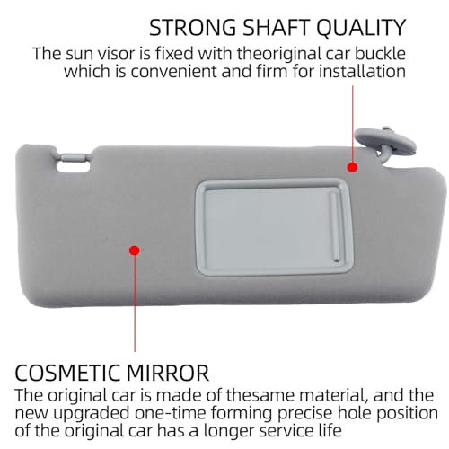 Dasbecan Right Passenger Side Sun Visor Compatible with Toyota Tacoma 2005 2006 2007 2008 2009 2010 2011 2012 2013 2014 2015 Visor Assembly Without Light 74310-04081-B0 Gray by Dasbecan - Image 4