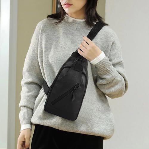 Image of Half Moon Phantom Crossbody Sling Bag for Men Slim Vegan Leather Chest Bag for Men Women for Upto 8-inch iPad Small Shoulder Side Bag Water-resistant Mobile Passport Bag Travel Office
