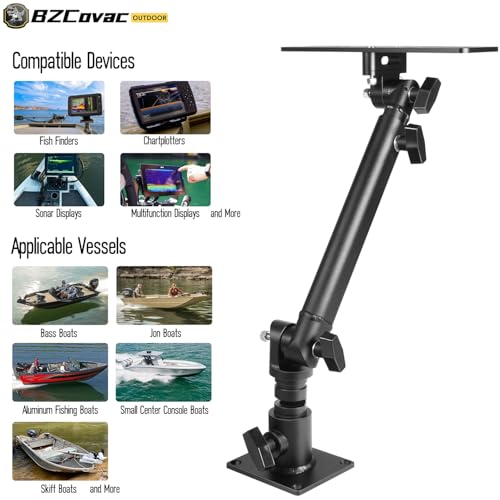 Bzcovac Marine Electronic Mount, Fish Finder Bracket, Anodized Aluminum Monitor Mount with 350° Swivel, Adjustable Height, Easy to Install, Mounting Plate Fits Most Monitors - Thumbnail 4