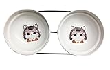 Black Temptation Little Double Bowls Set Keramik Fütterung Topf/Pet Schüsseln/Hund Schüsseln/Katze Schüsseln für Essen & Wasser S Größe (C # 01)