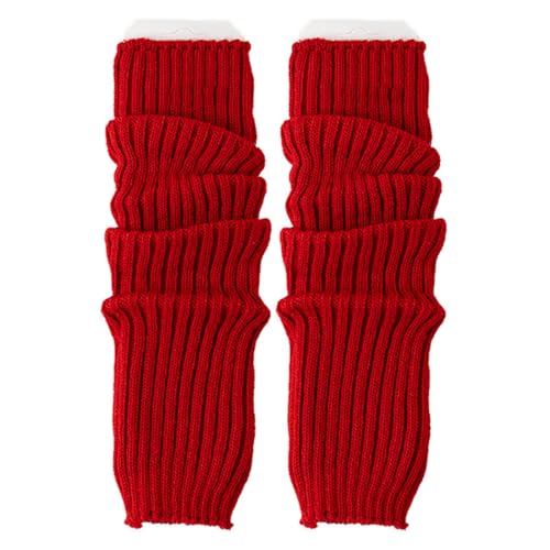 GXGM Winter Leg Warmers, Stulpen Für Damen & Kinder - Hohe Fußlose Kniestrümpfe, Knöchelwärmer Oktoberfest & Weihnachten (Rot, Weiß)