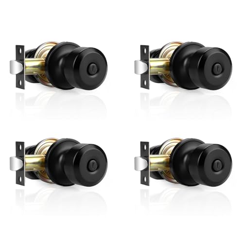 Probrico Door Knobs Without Key Matte Black Privacy Door Knobs 4 Pack Interior/Exterior Door Handles Bedroom/Bathroom Door Knobs by Probrico - Used condition - US$27.72