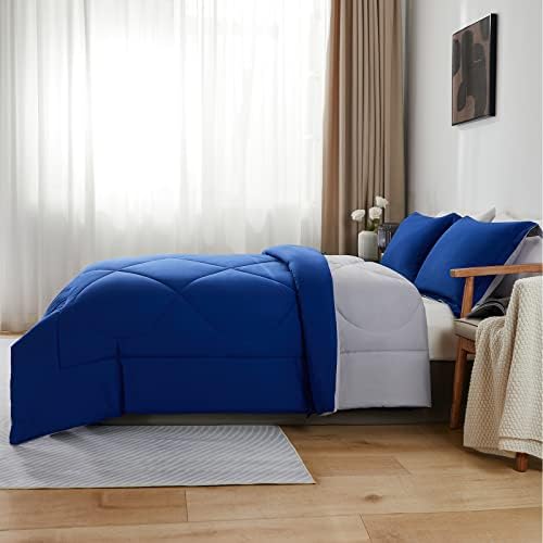 beeweed Single Size Duvet, 10.5 Tog Down Alternative Comforter Set with 1 Pillow Shams, Reversible Coverless Duvet Microfiber Soft Warm Bed Quilt for All Seasons, Machine Washable, 135x200cm