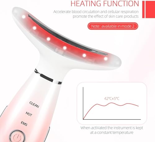 Led Therapy Facial Neck Lifting Messager, Red Light Therapy Wand 7 Color 3 Modes Microcurrent Face Lift Device Anti-Aging Led Photon Therapy (Pink&7color) - Image 4