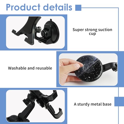 Qaum Tablet Holder with Suction Cup for Car Dashboard Windshield Sat Nav Suction Tablets Cars Stand 360° Rotate Adjustable Mount 7"- 11" Universal For iPad iPhone Samsung Galaxy - Image 4