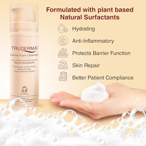 Image of Regaliz Truderma Gentle Foam Cleanser | With Ceramides, Hyaluronic Acid, CICA & Calendula Extract | Gentle Foaming Face Wash for Sensitive, Dry & Normal Skin | 140 ml