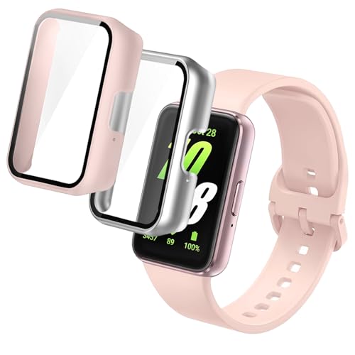 [2 Pack] Hard PC Cases for Samsung Galaxy Fit 3 Cases, Full Coverage All-Around Protective Bumper Cover for Galaxy Fit 3 Screen Protector Case Accessories