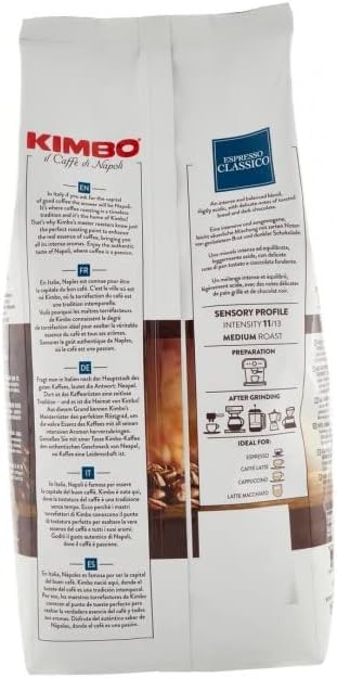 Café en grains de qualité barista KIMBO Espresso Classico torréfaction moyenne 3kg - 4