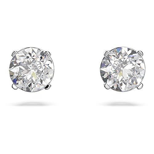 Swarovski Boucles d'oreilles Attract, clous d'oreilles coupe ronde, cristaux avec finition en métal rhodié, blanc
