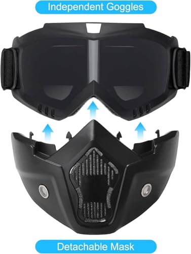 Airsoft Helmet and Full Face Mask, PJ Fast Helmet, Removable Anti-Fog Goggles, Suitable for Paintball, Role-Playing, CS Games