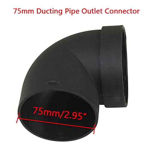 CYDZSW 75mm/3inch Diesel Air Heater Duct Connector,Ducting Pipe Outlet Connector for Diesel Air Parking Caravan Heaters,High Temperature Resistance,L Shape Elbow,Black(75mm) by CYDZSW - Image 2