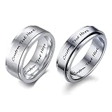 ZKXXJ Personalized Name Couple Rings Set for Him Her,Custom Matching Promise Rings for Couples Stain
