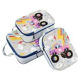 Stackable 3 Set Travel Packing Cubes For Suitcases 100% Polyester Travel Space Saver Bags, Cartoon Car Cute (3 Set)