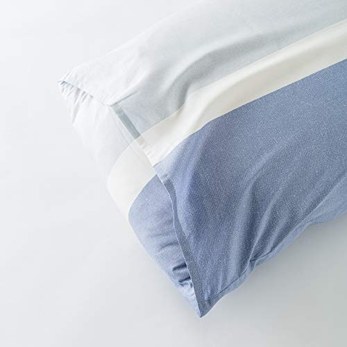 Susybao Blue Striped Duvet Cover King 100% Cotton White Striped Duvet Cover 3 Pieces Set 1 Geometric Striped Duvet Cover With Zipper Ties 2 Pillowcases Luxury Soft Blue Striped Bedding Set Breathable #TOP5