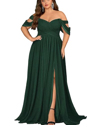 VOUIAO Women's Daily Plus Size Dresses A Line Chiffon Wedding Guest Bridesmaid Maxi Dress Prom...