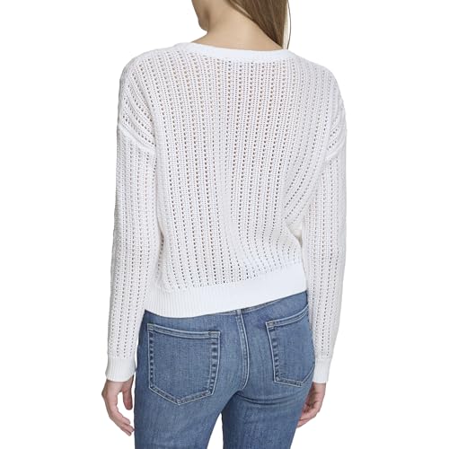 DKNY Women's Essential Open Stitch Crew Neck Jeans Sweater4