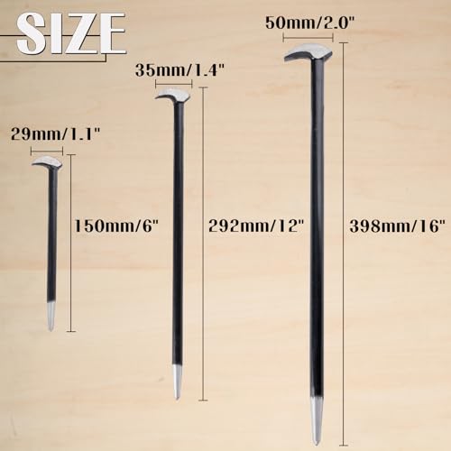 LEONTOOL 3PCS Rolling Head Pry Bar Set Heavy Duty Indexing Pry Bar Set for Automotive Machinery Aligning & Prying, 6 Inch 12 Inch 16 Inch Automotive Pry Bars Hand Tool Pry Tool, Carbon Steel - Thumbnail 4